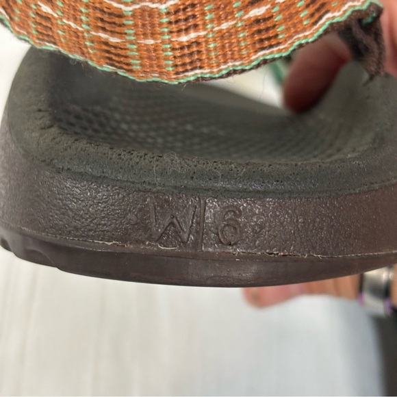 Chaco Z/Cloud X Strappy Open Toe Sandals-Orange and Teal Green-Women Size 6 - Picture 9 of 10